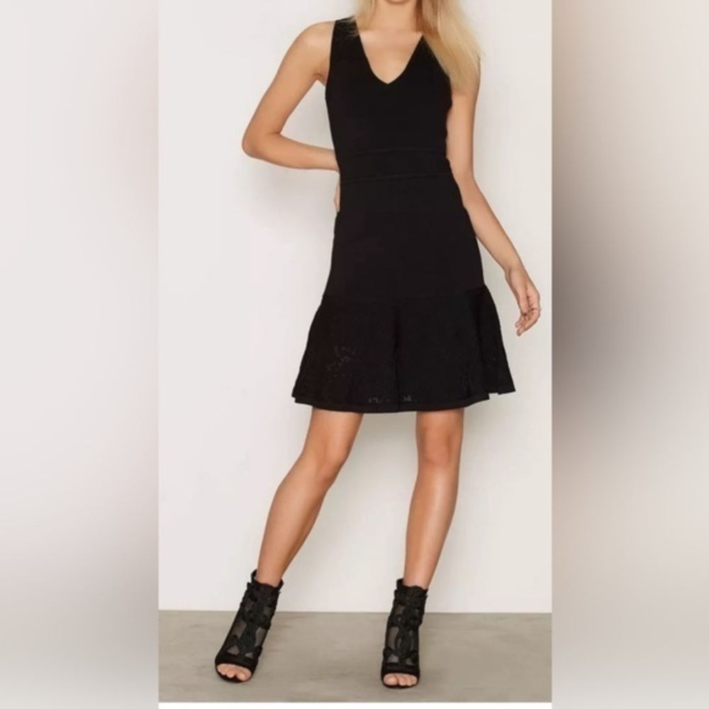Michael Kors Fit and Flare Black Knit Dress Size X-Small